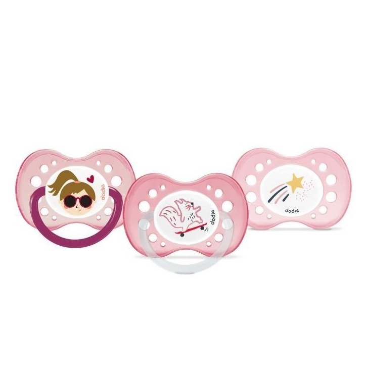 DODIE Lot de 3 Sucettes Anatomiques Jour et Nuit +18 mois