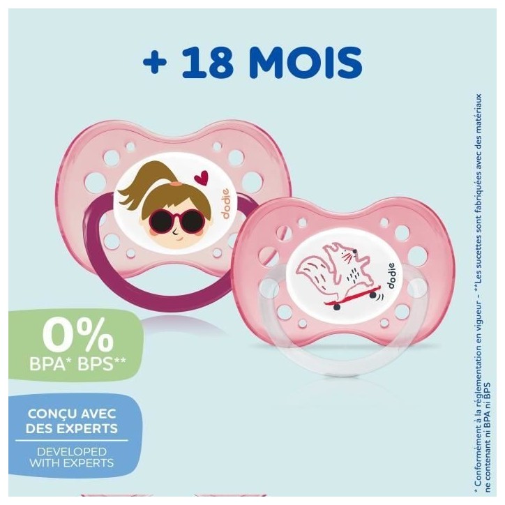 DODIE Lot de 3 Sucettes Anatomiques Jour et Nuit +18 mois