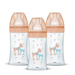 Lot de 3 Biberons DODIE Anti-Colique Sensation+ - Verre - 270ml - 0-6