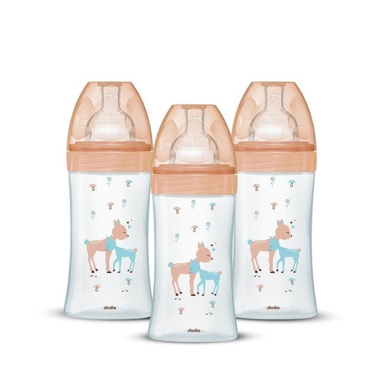 Lot de 3 Biberons DODIE Anti-Colique Sensation+ - Verre - 270ml - 0-6 Lot de 3 Biberons DODIE Anti-Colique Sensation+ - Verre - 270ml - 0-6