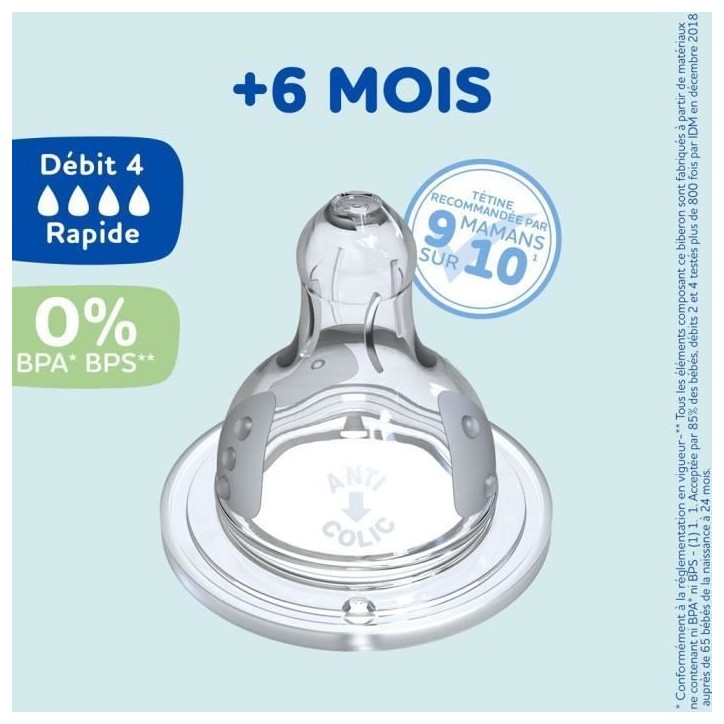 Lot de 4 tétines rondes DODIE Initiation - Débit 4 Lot de 4 tétines rondes DODIE Initiation - Débit 4