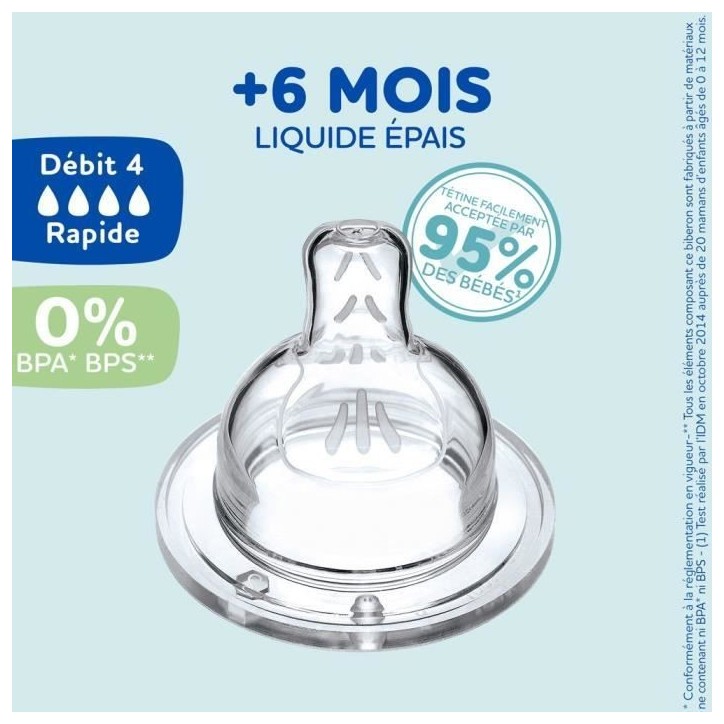 Lot de 4 tétines plates DODIE Sensation - Débit 4 Lot de 4 tétines plates DODIE Sensation - Débit 4