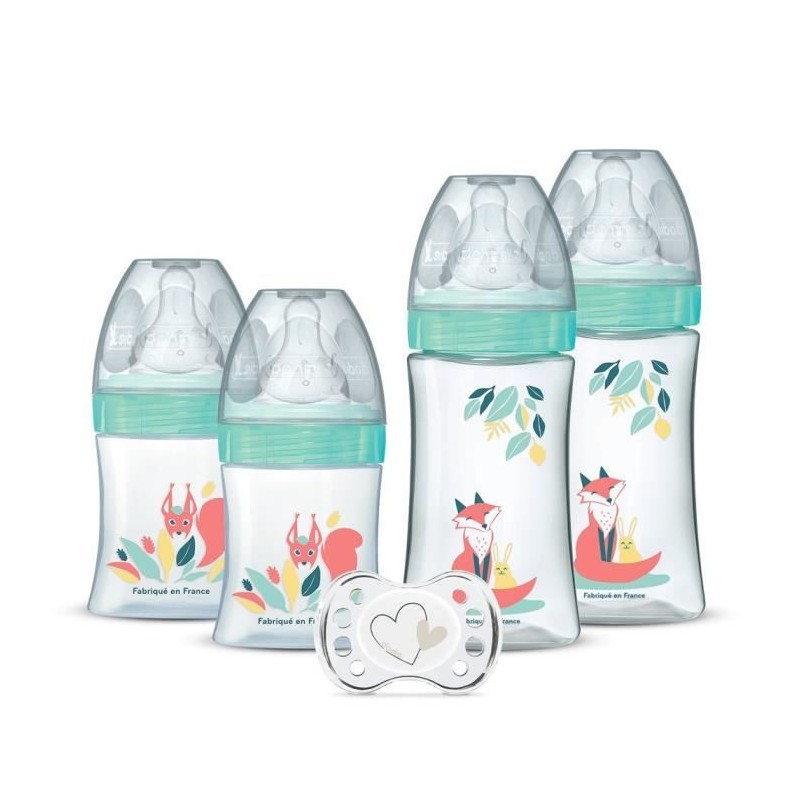 DODIE Lot de 4 biberons naissance Tétine Ronde Anti-Colique (2x150mL DODIE Lot de 4 biberons naissance Tétine Ronde Anti-Colique (2x150mL