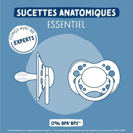 2 Sucettes anatomiques - DODIE - A109 EDL - +18 mois - Mathilde Cabanas Bleu