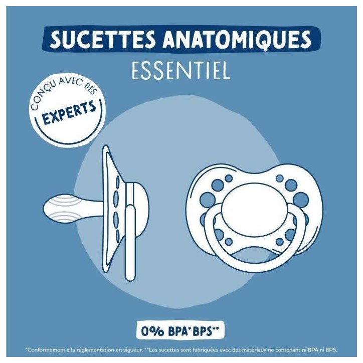 2 Sucettes anatomiques - DODIE - A109 EDL - +18 mois - Mathilde Cabanas Bleu 2 Sucettes anatomiques - DODIE - A109 EDL - +18 mois - Mathilde Cabanas Bleu