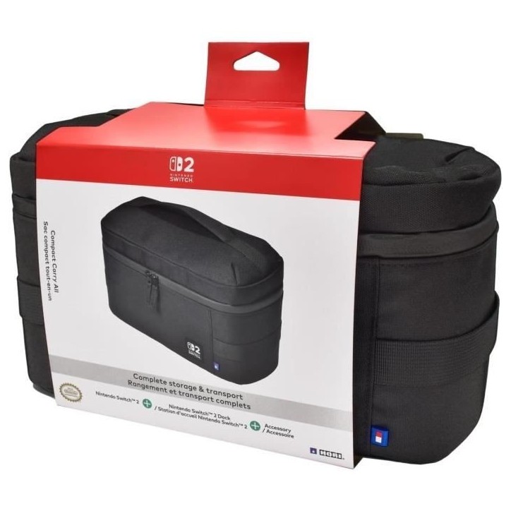 Sacoche compact tout-en-un de protection et transport - HORI - Nintendo Switch 2 - Rangement accessoires et jeux - Noir