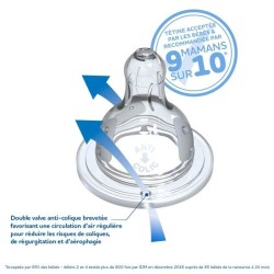 Dodie Biberon Initiation+ Anti-Coliques 3 Vitesses Tétine Ronde Col L
