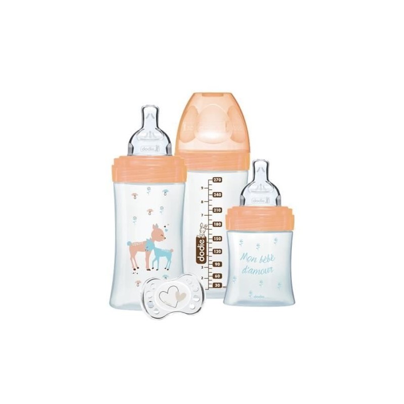 Coffret Biberon Verre Biche - Dodie - Triangle, Tétine Plate, Anti-Co