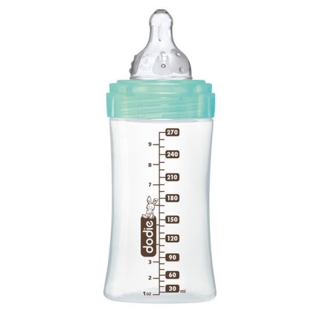 Dodie Biberon Initiation+ Anti-Coliques 3 Vitesses en Verre +0m Vert Oiseaux 270ml