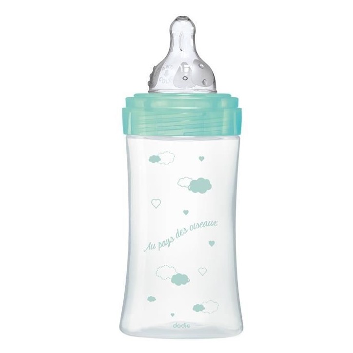 Dodie Biberon Initiation+ Anti-Coliques 3 Vitesses en Verre +0m Vert Oiseaux 270ml Dodie Biberon Initiation+ Anti-Coliques 3 Vitesses en Verre +0m Vert Oiseaux 270ml