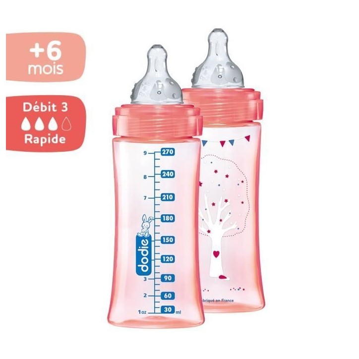 Dodie Biberon Initiation+ Anti-Coliques 3 Vitesses +6m Rose Danseuse Lot de 2 x 330ml Dodie Biberon Initiation+ Anti-Coliques 3 Vitesses +6m Rose Danseuse Lot de 2 x 330ml