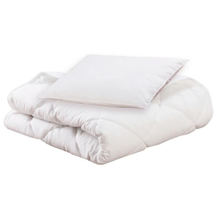Pack bio Couette 100x140cm + oreiller 40x60cm - MON P'TIT DODO - Chaude - 100% Polyester Fibre creuse siliconée - 1 personne - Pack bio Couette 100x140cm + oreiller 40x60cm - MON P'TIT DODO - Chaude - 100% Polyester Fibre creuse siliconée - 1 personne -