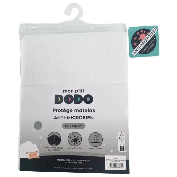 Protege matelas alese - MON P'TIT DODO - 1901482 - Molleton pvc - Antimicrobien - 70x140 cm