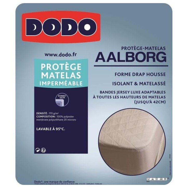 DODO Protege matelas Aalborg - Matelassé et imperméable - 160x200 cm