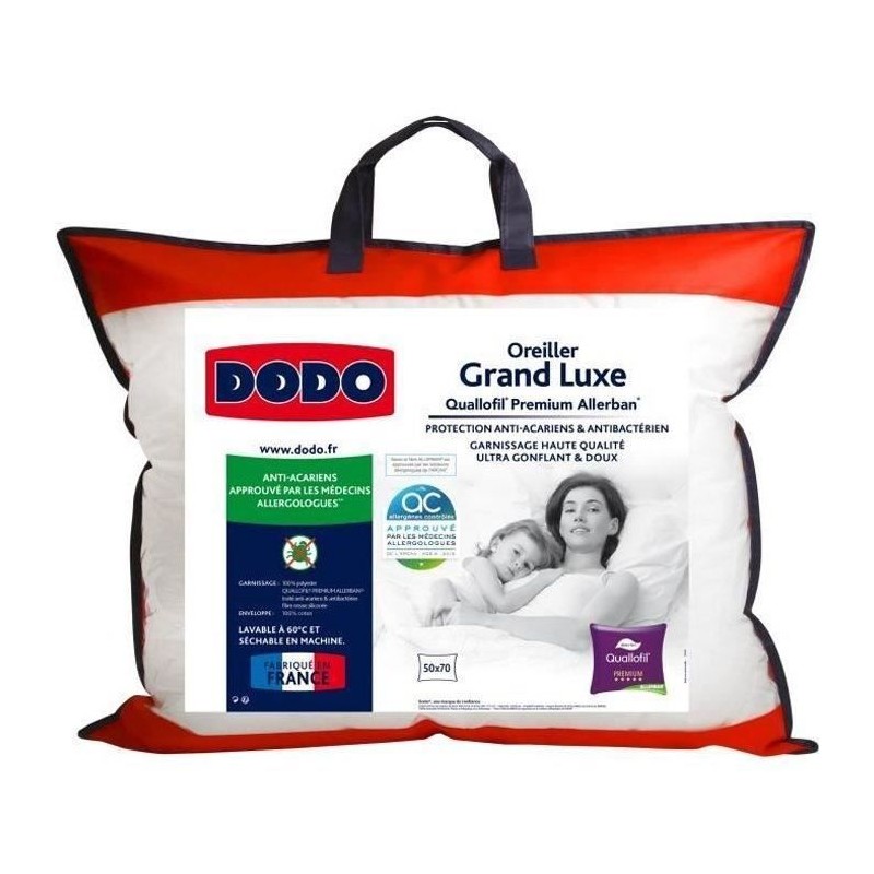 DODO Oreiller Grand luxe Quallofil Allerban 50x70cm DODO Oreiller Grand luxe Quallofil Allerban 50x70cm