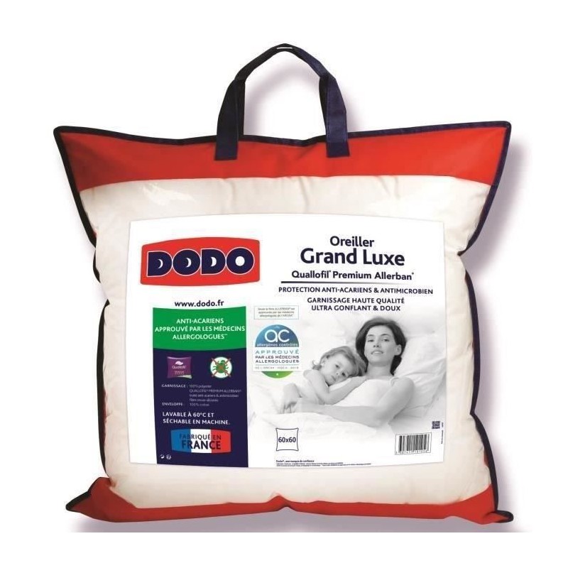 DODO Oreiller Grand luxe Quallofil Allerban - 60 x 60 cm - Blanc DODO Oreiller Grand luxe Quallofil Allerban - 60 x 60 cm - Blanc
