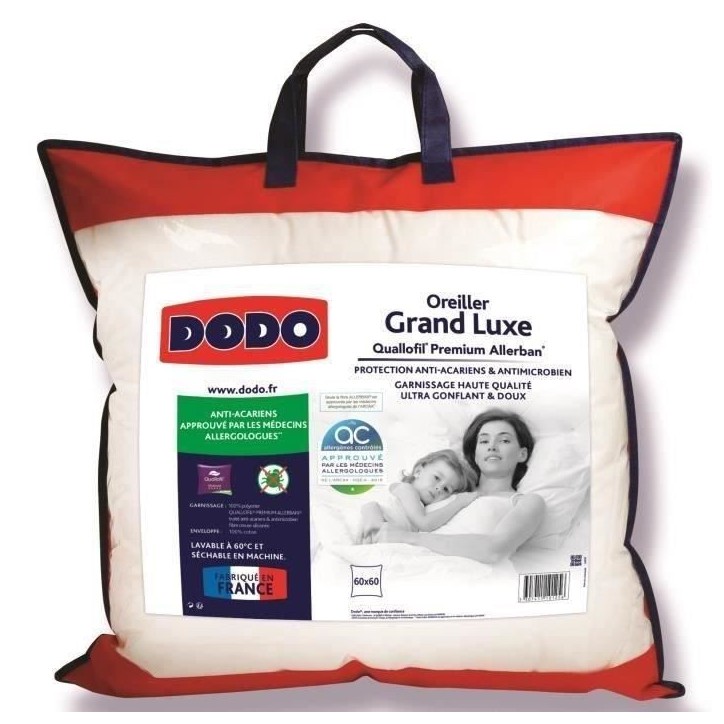 DODO Oreiller Grand luxe Quallofil Allerban - 60 x 60 cm - Blanc
