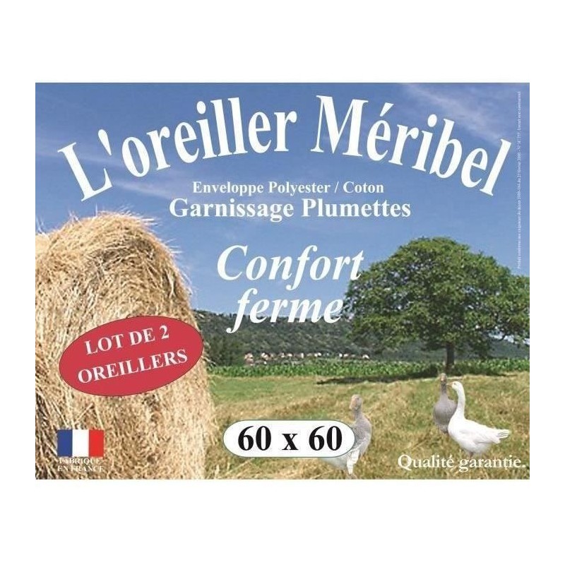 DODO Lot de 2 Oreillers MERIBEL Plumettes 60x60cm DODO Lot de 2 Oreillers MERIBEL Plumettes 60x60cm