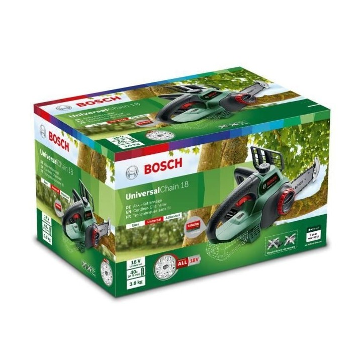 Bosch Tronçonneuse sans fil UniversalChain 18 - Longueur du guide 200 mm - 18 V - sans batterie Bosch Tronçonneuse sans fil UniversalChain 18 - Longueur du guide 200 mm - 18 V - sans batterie