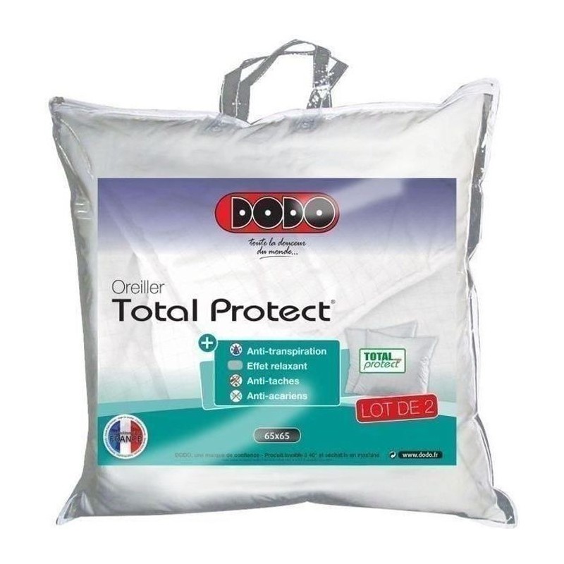 DODO Lot de 2 oreillers Total Protect 65x65 cm blanc DODO Lot de 2 oreillers Total Protect 65x65 cm blanc