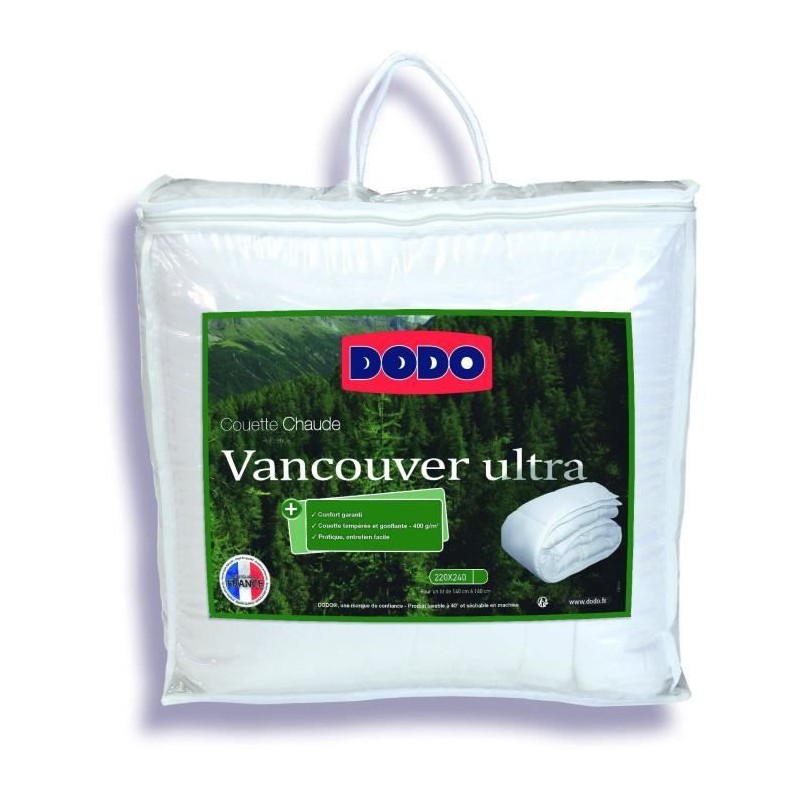 Couette tempérée Vancouver Ultra - 220 x 240 cm - 300gr/m² - Blanc Couette tempérée Vancouver Ultra - 220 x 240 cm - 300gr/m² - Blanc