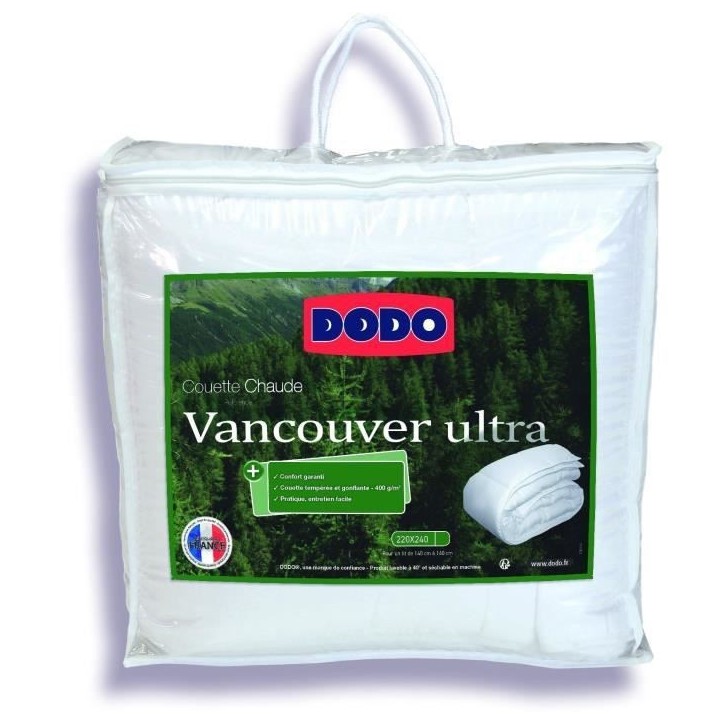 Couette tempérée Vancouver Ultra - 220 x 240 cm - 300gr/m² - Blanc - DODO