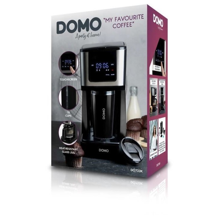 Cafetiere filtre - DOMO - DO733K - 900 W - 4 a 10 tasses - Ecran LCD - 3 intensités - Noir Cafetiere filtre - DOMO - DO733K - 900 W - 4 a 10 tasses - Ecran LCD - 3 intensités - Noir