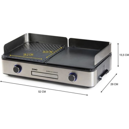 Grill de table barbecue Genius - DOMO - DO9259G - 2 zones de cuisson - Thermostat réglable- 2400 W