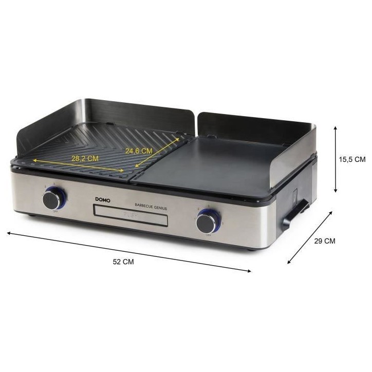 Grill de table barbecue Genius - DOMO - DO9259G - 2 zones de cuisson - Thermostat réglable- 2400 W Grill de table barbecue Genius - DOMO - DO9259G - 2 zones de cuisson - Thermostat réglable- 2400 W
