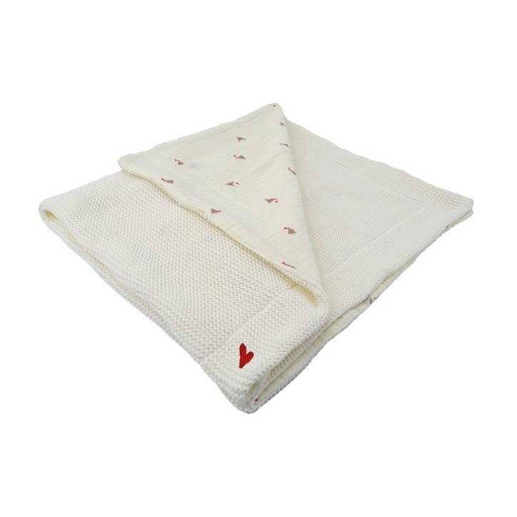 Couverture double face - DOMIVA - Maternity Love - 75 x 100 cm - Grosse maille et mousseline