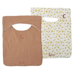 Lot de 2 bavoirs - DOMIVA - Savane - Encolure américaine - Coton doux