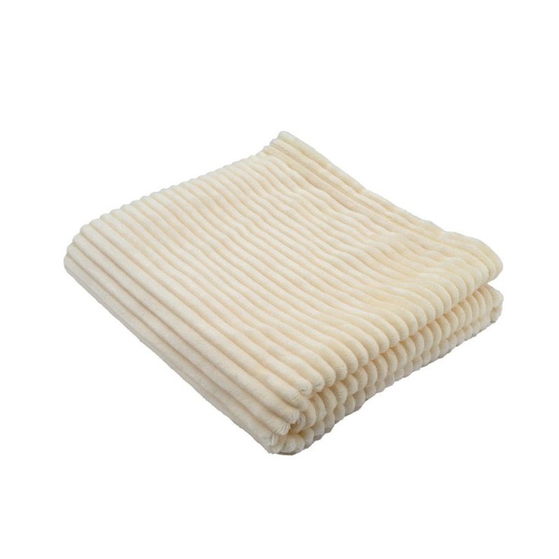 Couverture boudoir - DOMIVA - Lait - 75 x 100 cm - Velours côtelé, d