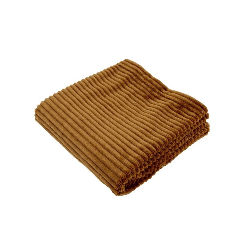 Couverture boudoir - DOMIVA - Caramel - 75 x 100 cm - Velours côtelé Couverture boudoir - DOMIVA - Caramel - 75 x 100 cm - Velours côtelé