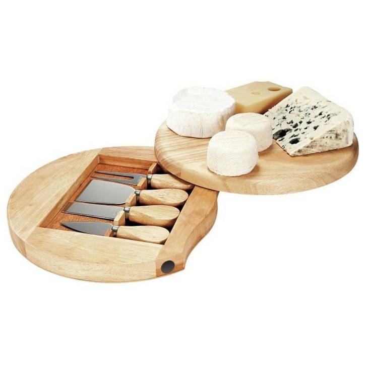 Plateau a fromage - LIVOO - MEN28 - En hévéa - Plateau pivotant - Avec 4 ustensiles Plateau a fromage - LIVOO - MEN28 - En hévéa - Plateau pivotant - Avec 4 ustensiles