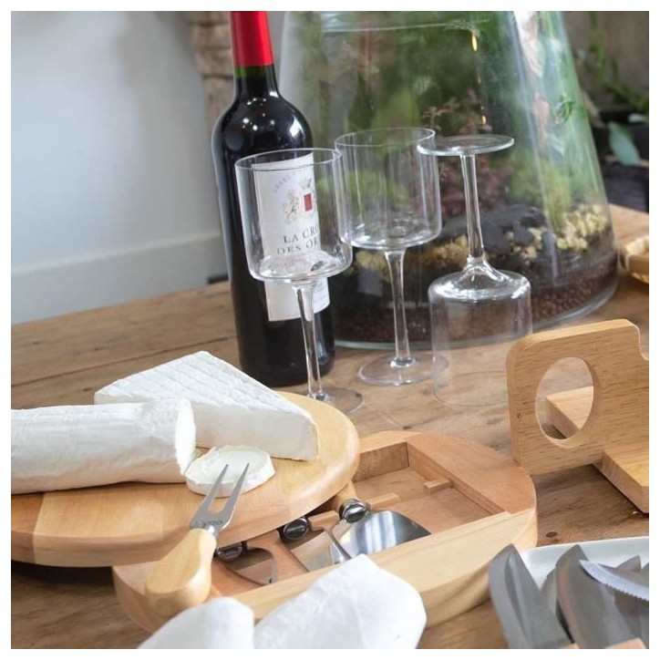 Plateau a fromage - LIVOO - MEN28 - En hévéa - Plateau pivotant - Avec 4 ustensiles Plateau a fromage - LIVOO - MEN28 - En hévéa - Plateau pivotant - Avec 4 ustensiles