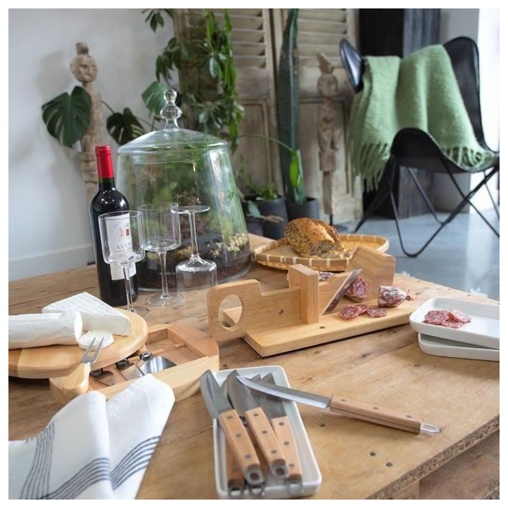 Plateau a fromage - LIVOO - MEN28 - En hévéa - Plateau pivotant - Avec 4 ustensiles Plateau a fromage - LIVOO - MEN28 - En hévéa - Plateau pivotant - Avec 4 ustensiles