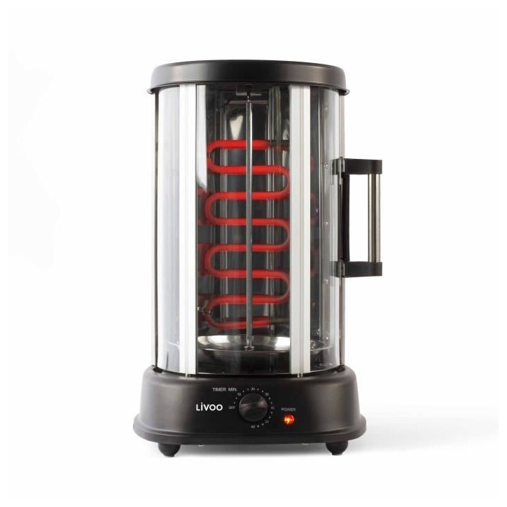 Grill vertical - LIVOO - DOM323 - 1500W - Jusqu'a 2,5 Kg - 1 broche centrale et 10 brochettes de 23 cm - Minuterie et rotation 3 Grill vertical - LIVOO - DOM323 - 1500W - Jusqu'a 2,5 Kg - 1 broche centrale et 10 brochettes de 23 cm - Minuterie et rotation 3