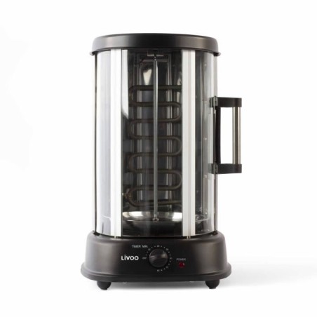 Grill vertical - LIVOO - DOM323 - 1500W - Jusqu'a 2,5 Kg - 1 broche centrale et 10 brochettes de 23 cm - Minuterie et rotation 3
