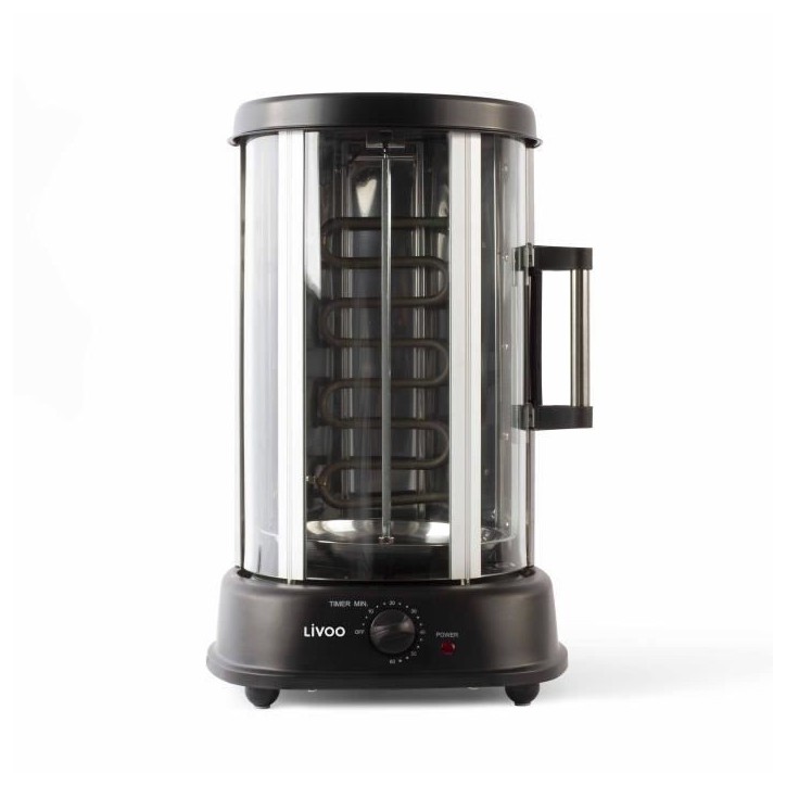 Grill vertical - LIVOO - DOM323 - 1500W - Jusqu'a 2,5 Kg - 1 broche centrale et 10 brochettes de 23 cm - Minuterie et rotation 3 Grill vertical - LIVOO - DOM323 - 1500W - Jusqu'a 2,5 Kg - 1 broche centrale et 10 brochettes de 23 cm - Minuterie et rotation 3