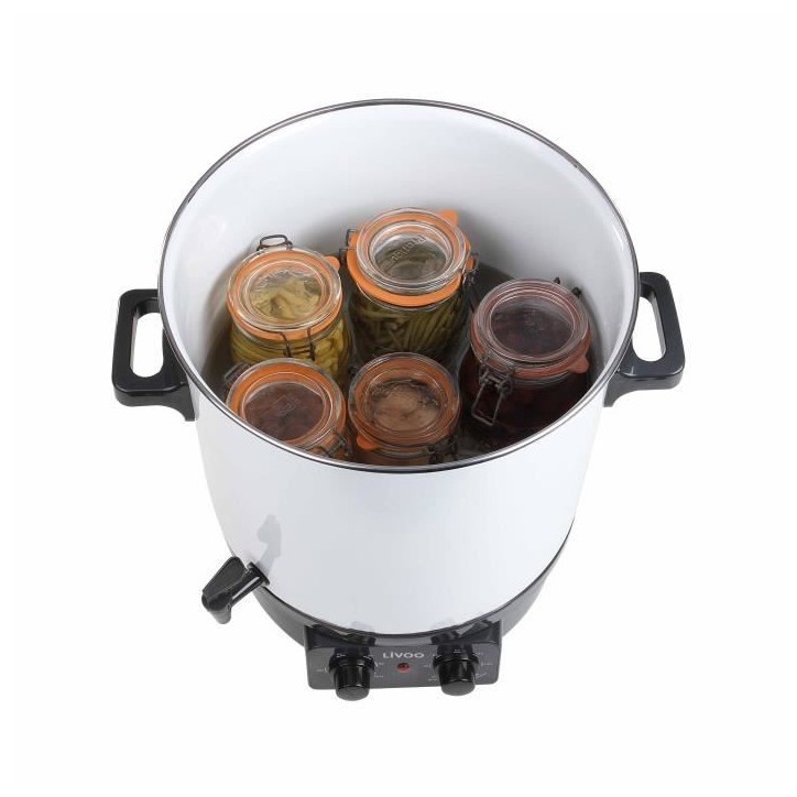 Stérilisateur a bocaux électrique - LIVOO - DOM334 - 1800W - 27L - Ø35 cm - Thermostat réglable et minuterie - Cuve acier é