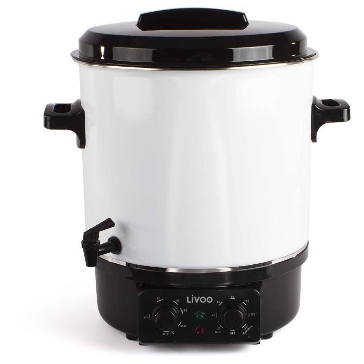 Stérilisateur a bocaux électrique - LIVOO - DOM334 - 1800W - 27L - Ø35 cm - Thermostat réglable et minuterie - Cuve acier é