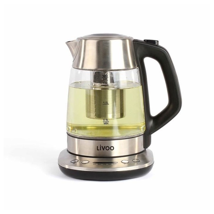 Bouilloire électrique sans fil LIVOO DOD165 - Gris - Température réglable - Infuseur a thé amovible