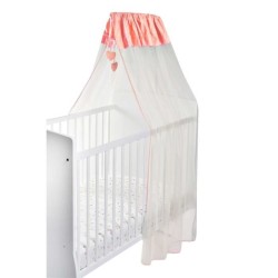 Ciel de lit Lapinou - Corail / Blanc - 150 x 270 cm