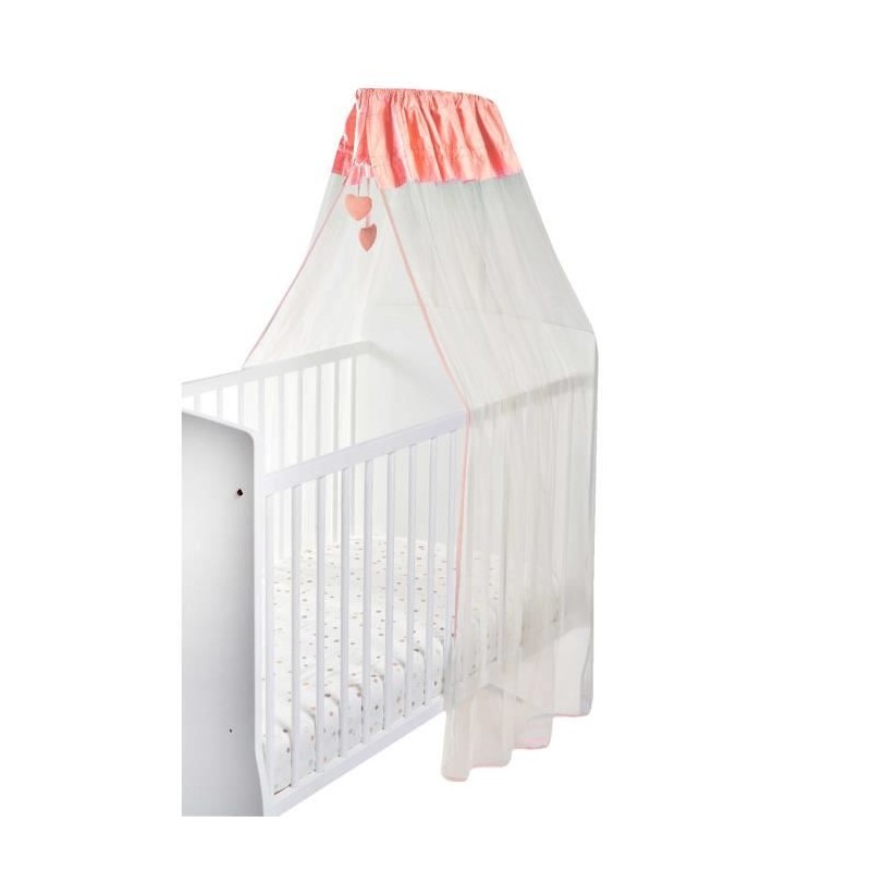 Ciel de lit Lapinou - Corail / Blanc - 150 x 270 cm Ciel de lit Lapinou - Corail / Blanc - 150 x 270 cm