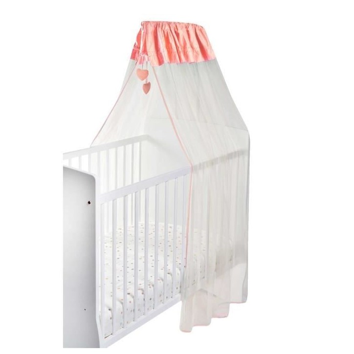 Ciel de lit Lapinou - Corail / Blanc - 150 x 270 cm Ciel de lit Lapinou - Corail / Blanc - 150 x 270 cm