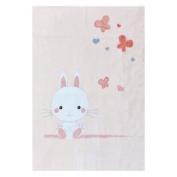 Plaid lapinou - DOMIVA - Rose - 100X140 cm - Microfibre 100% polyester