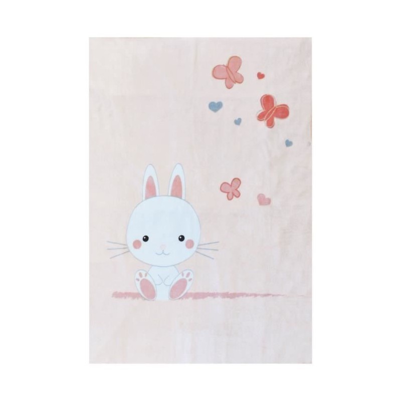 Plaid lapinou - DOMIVA - Rose - 100X140 cm - Microfibre 100% polyester Plaid lapinou - DOMIVA - Rose - 100X140 cm - Microfibre 100% polyester