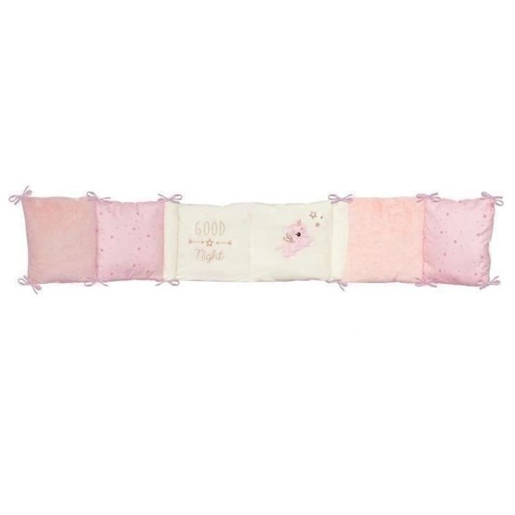 DOMIVA Tour de lit Jolly - Microfibre 100% Polyester - Adaptable - Blanc/Rose - 30 x 180 cm DOMIVA Tour de lit Jolly - Microfibre 100% Polyester - Adaptable - Blanc/Rose - 30 x 180 cm