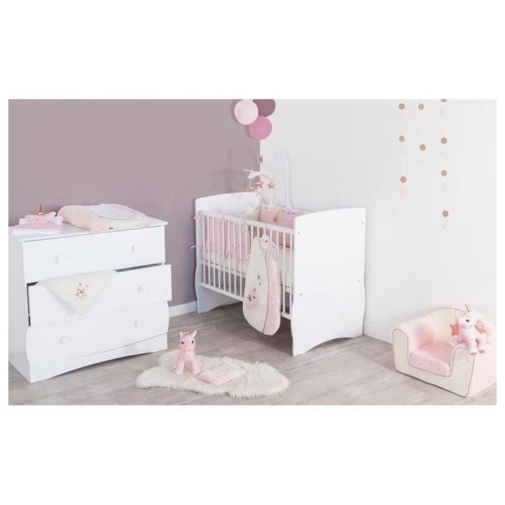 DOMIVA Tour de lit Jolly - Microfibre 100% Polyester - Adaptable - Blanc/Rose - 30 x 180 cm DOMIVA Tour de lit Jolly - Microfibre 100% Polyester - Adaptable - Blanc/Rose - 30 x 180 cm