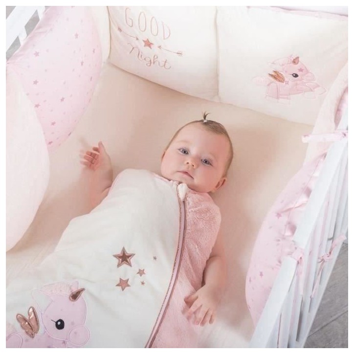 DOMIVA Tour de lit Jolly - Microfibre 100% Polyester - Adaptable - Blanc/Rose - 30 x 180 cm DOMIVA Tour de lit Jolly - Microfibre 100% Polyester - Adaptable - Blanc/Rose - 30 x 180 cm